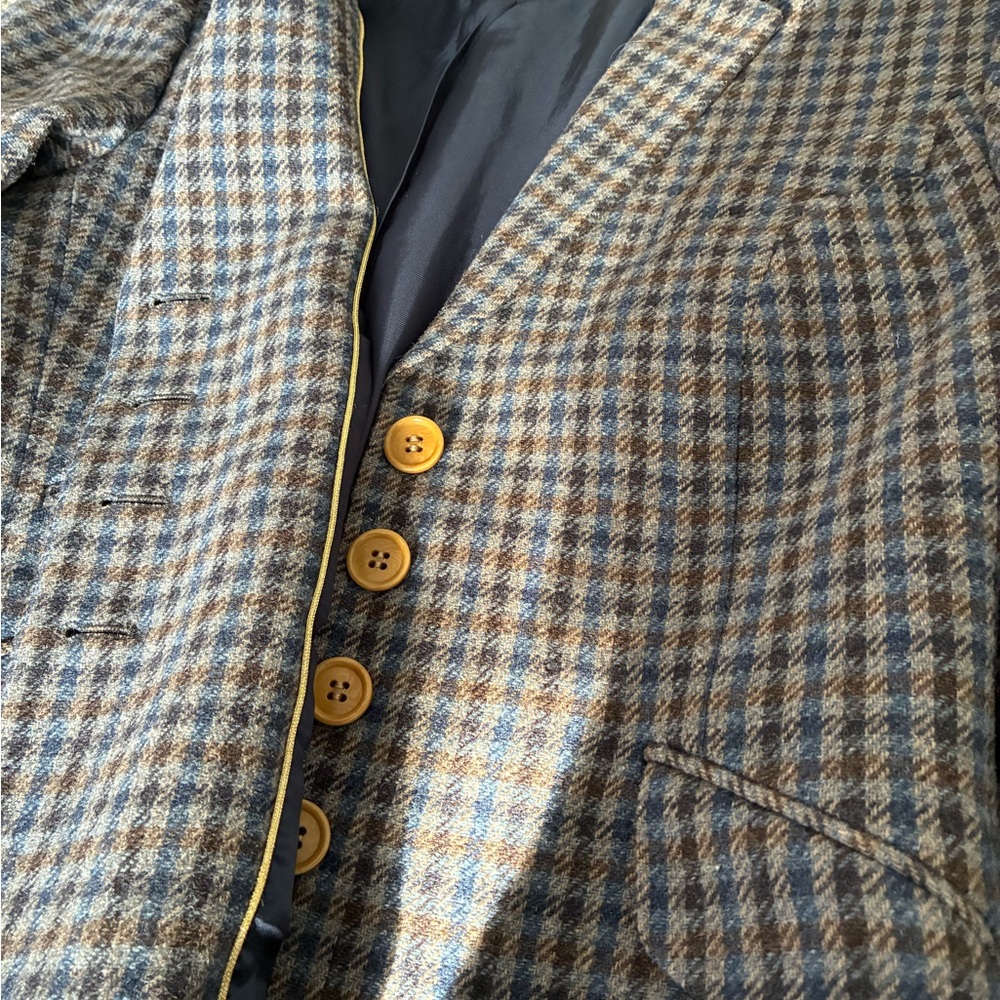 Women’s Scapa Brown Blue Wool Houndstooth Blazer: Size 40 US M - Picture 9 of 16